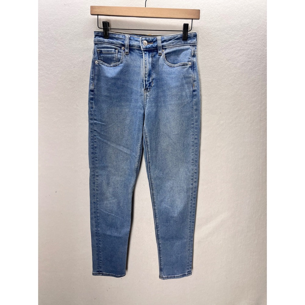 American Eagle Mom‎ Jean Women Size 0 Blue Denim Stretch High Rise Tapered 3411